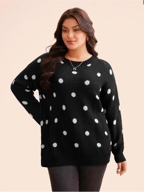 Lane Bryant Sweater with Sparkly White Polka Dots & Back Zip Detail (26/28)
